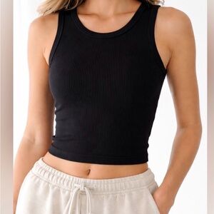 Sunday Best Black Ribbed Crop Tank